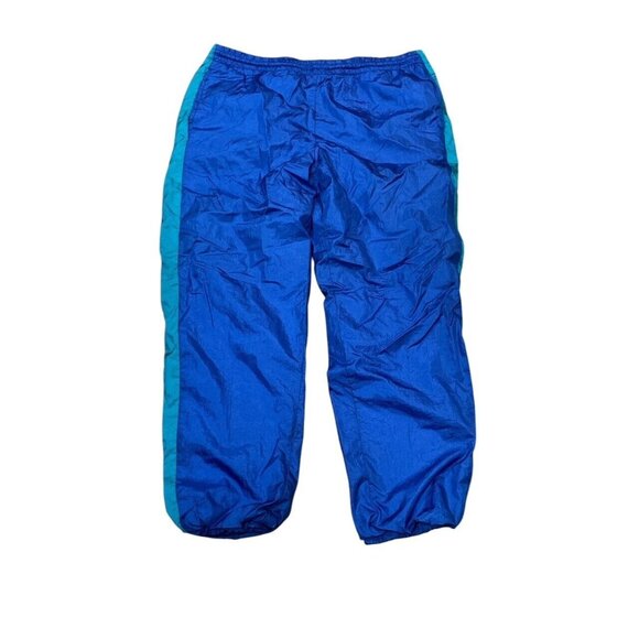 Vintage Break Away Blue & Teal Puffy Swooshy Windbreaker Pants Size LARGE 36-38 - Picture 1 of 3